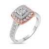 Thumbnail Image 2 of 3/4 CT. T.W. Diamond Triple Cushion-Shaped Frame Engagement Ring in 14K Two-Tone Gold