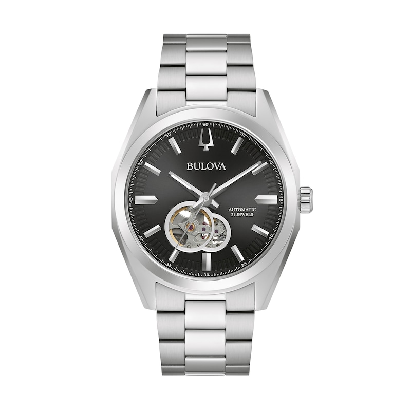 Main Image 1 of Men's Bulova Surveyor Automatic Watch with Black Skeleton Dial (Model: 96A270)