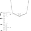 Thumbnail Image 3 of 5.0mm Button Freshwater Cultured Pearl and White Lab-Created Sapphire Chevron Necklace in Sterling Silver