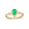 Thumbnail Image 0 of Pear-Shaped Emerald and 1/6 CT. T.W. Diamond Frame Twist Shank Ring in 10K Gold