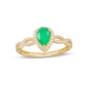 Thumbnail Image 1 of Pear-Shaped Emerald and 1/6 CT. T.W. Diamond Frame Twist Shank Ring in 10K Gold