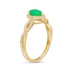 Thumbnail Image 2 of Pear-Shaped Emerald and 1/6 CT. T.W. Diamond Frame Twist Shank Ring in 10K Gold