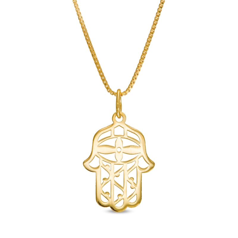Main Image 1 of Filigree Hamsa Outline Pendant in 10K Gold