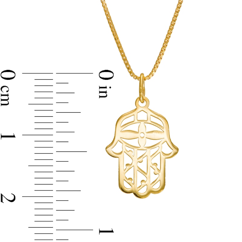 Main Image 3 of Filigree Hamsa Outline Pendant in 10K Gold