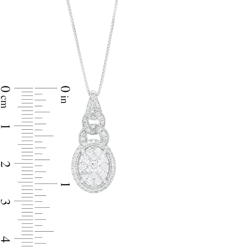 3/4 CT. T.W. Oval-Shaped Multi-Diamond Curb Chain Bail Pendant in 10K White Gold