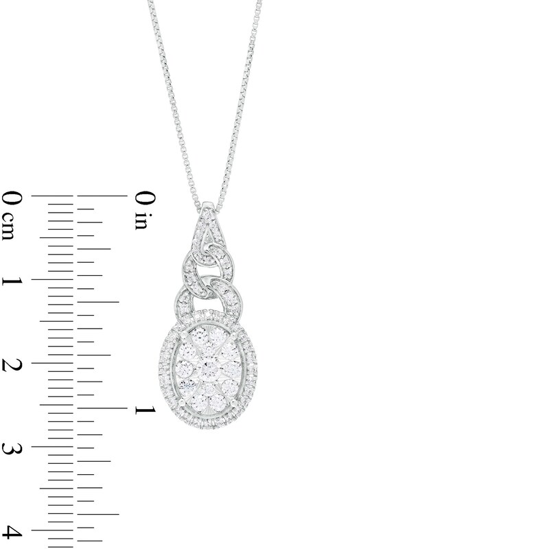 3/4 CT. T.W. Oval-Shaped Multi-Diamond Curb Chain Bail Pendant in 10K White Gold