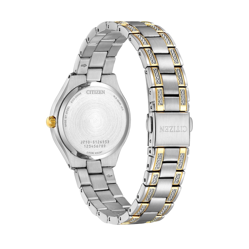 Main Image 3 of Ladies' Citizen Eco-Drive® Silhouette Crystal Accent Two-Tone Watch with Blue Dial (Model: FE1234-50L)