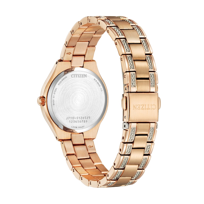 Main Image 3 of Ladies' Citizen Eco-Drive® Silhouette Crystal Accent Rose-Tone Watch with Silver-Tone Dial (Model: FE1233-52A)