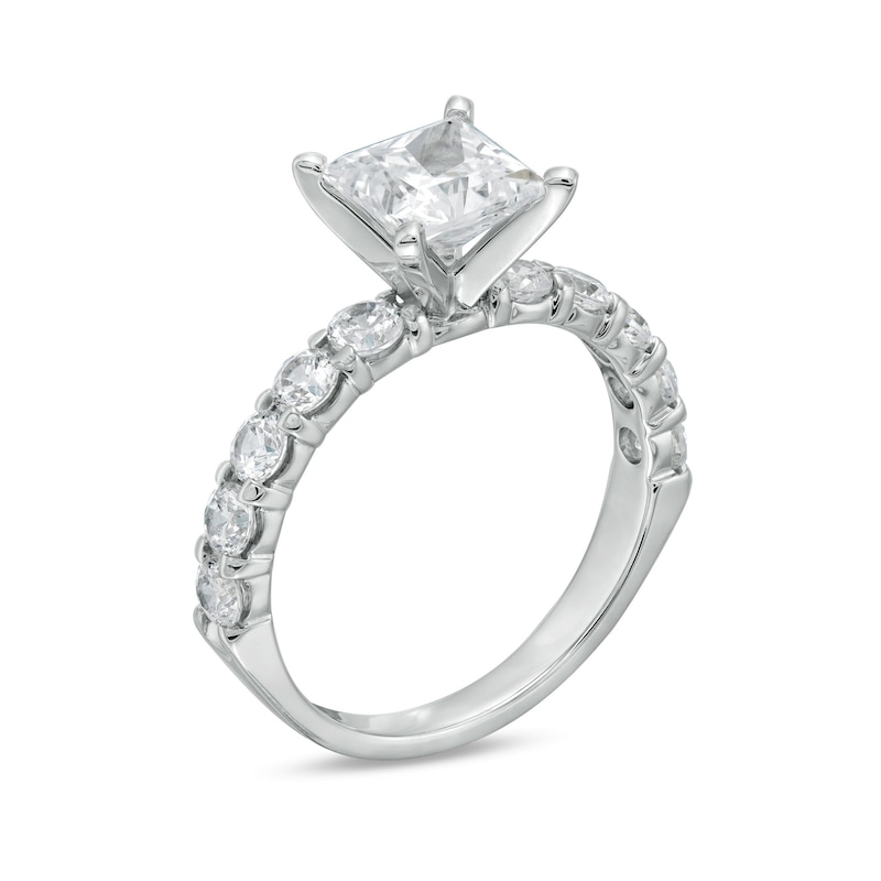 Main Image 3 of 2-1/2 CT. T.W. Princess-Cut Diamond Engagement Ring in 14K White Gold (I/I2)