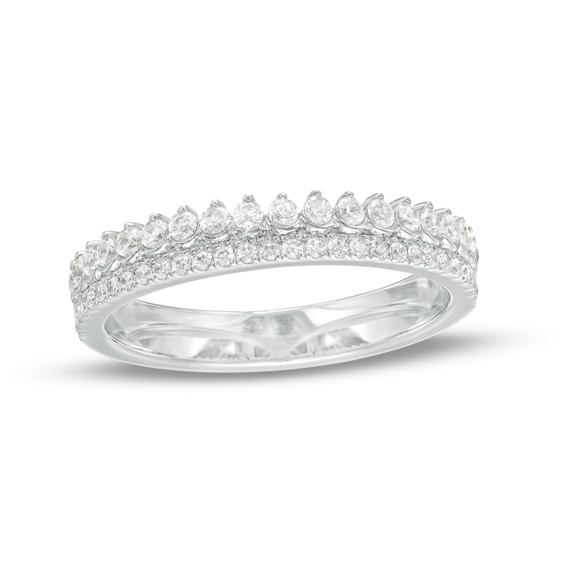 Main Image 1 of 1/2 CT. T.W. Diamond Double Row Crown Anniversary Band 14K White Gold
