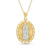 Thumbnail Image 1 of Diamond-Cut Our Lady of Guadalupe Scallop Frame Oval Pendant in 10K Two-Tone Gold