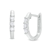 Thumbnail Image 1 of 1/5 CT. T.W. Diamond Three Stone Hoop Earrings in 10K White Gold