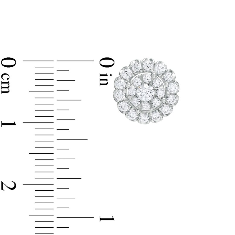 Main Image 2 of 1 CT. T.W. Multi-Diamond Scallop Edge Frame Stud Earrings in 10K White Gold