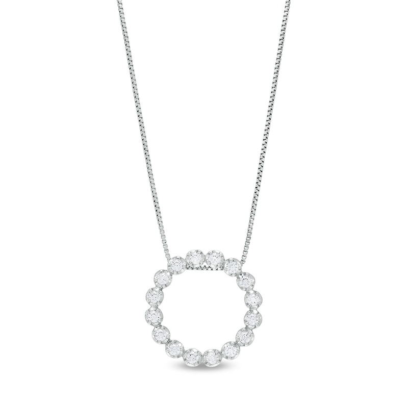 1/4 CT. T.W. Diamond Open Circle Necklace in 10K White Gold | Zales Outlet
