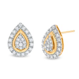 1/2 CT. T.W. Pear-Shaped Multi-Diamond Frame Stud Earrings in 10K Two-Tone Gold