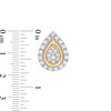 Thumbnail Image 2 of 1/2 CT. T.W. Pear-Shaped Multi-Diamond Frame Stud Earrings in 10K Two-Tone Gold