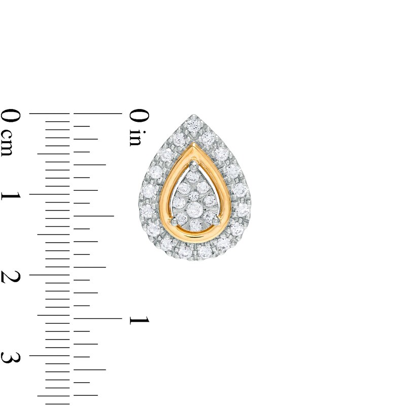 Main Image 2 of 1/2 CT. T.W. Pear-Shaped Multi-Diamond Frame Stud Earrings in 10K Two-Tone Gold