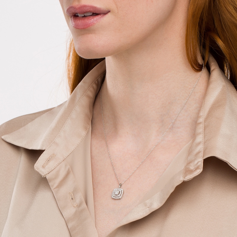 Main Image 2 of 1/2 CT. T.W. Cushion-Shaped Multi-Diamond Pendant in 10K White Gold