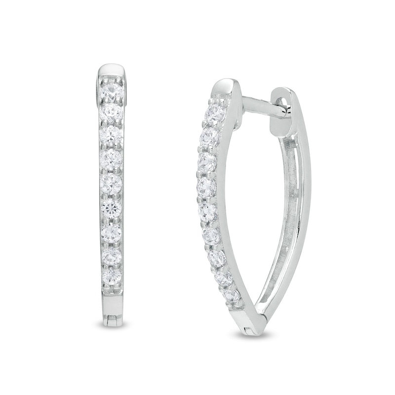 1/4 CT. T.W. Diamond V-Shaped Hoop Earrings in 10K White Gold