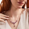 Thumbnail Image 2 of Marquise Lab-Created Ruby and White Lab-Created Sapphire Floral "Y" Necklace in Sterling Silver