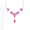 Thumbnail Image 3 of Marquise Lab-Created Ruby and White Lab-Created Sapphire Floral "Y" Necklace in Sterling Silver