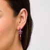 Thumbnail Image 2 of Marquise Lab-Created Ruby and White Lab-Created Sapphire Floral Triple Drop Earrings in Sterling Silver