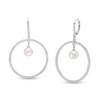 Thumbnail Image 1 of 8.5-9.0mm Freshwater Cultured Pearl and White Lab-Created Sapphire Open Circle Drop Earrings in Sterling Silver