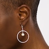 Thumbnail Image 1 of 8.5-9.0mm Cultured Freshwater Pearl and White Lab-Created Sapphire Open Circle Drop Earrings in Sterling Silver