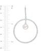 Thumbnail Image 2 of 8.5-9.0mm Cultured Freshwater Pearl and White Lab-Created Sapphire Open Circle Drop Earrings in Sterling Silver