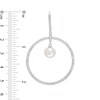 Thumbnail Image 3 of 8.5-9.0mm Freshwater Cultured Pearl and White Lab-Created Sapphire Open Circle Drop Earrings in Sterling Silver
