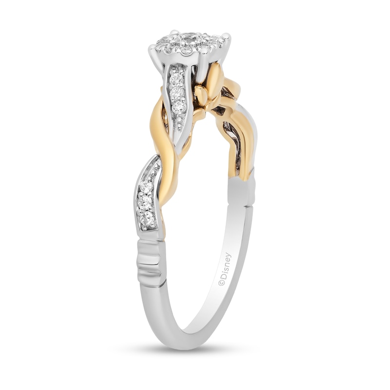 Main Image 2 of Enchanted Disney Rapunzel 1/5 CT. T.W. Multi-Diamond Twist Shank Promise Ring in Sterling Silver and 10K Gold