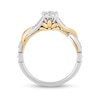 Thumbnail Image 3 of Enchanted Disney Rapunzel 1/5 CT. T.W. Multi-Diamond Twist Shank Promise Ring in Sterling Silver and 10K Gold