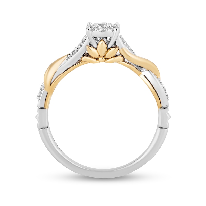 Main Image 3 of Enchanted Disney Rapunzel 1/5 CT. T.W. Multi-Diamond Twist Shank Promise Ring in Sterling Silver and 10K Gold
