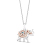 Thumbnail Image 0 of Enchanted Disney Jasmine Blue Topaz and 1/20 CT. T.W. Diamond Elephant Pendant in Sterling Silver with 10K Rose Gold