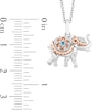 Thumbnail Image 3 of Enchanted Disney Jasmine Blue Topaz and 1/20 CT. T.W. Diamond Elephant Pendant in Sterling Silver with 10K Rose Gold