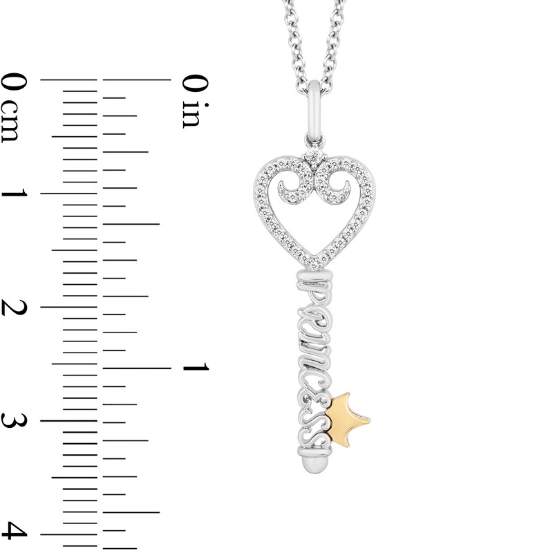 Main Image 3 of Enchanted Disney Majestic Princess 1/8 CT. T.W. Diamond "PRINCESS" Key Pendant in Sterling Silver and 10K Gold – 19"