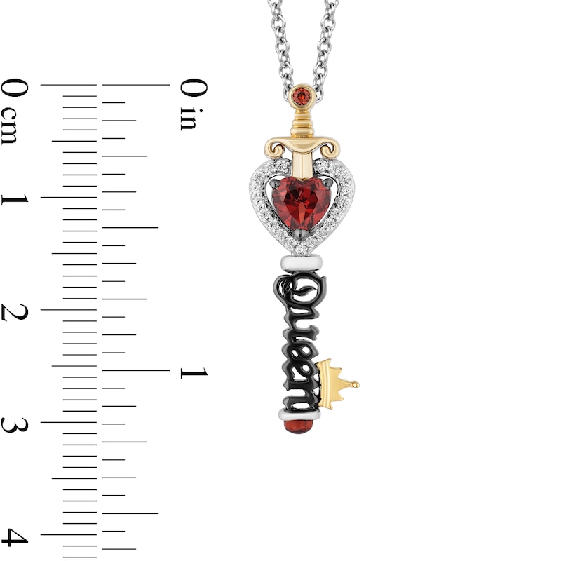 Main Image 3 of Enchanted Disney Villains Evil Queen Garnet and 1/10 CT. T.W. Diamond Key Pendant in Sterling Silver and 10K Gold- 19"