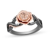 Thumbnail Image 0 of Enchanted Disney Aurora Morganite and 1/8 CT. T.W. Diamond Rose Ring in Sterling Silver and 10K Rose Gold - Size 7