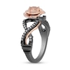 Thumbnail Image 1 of Enchanted Disney Aurora Morganite and 1/8 CT. T.W. Diamond Rose Ring in Sterling Silver and 10K Rose Gold - Size 7