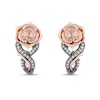 Thumbnail Image 1 of Enchanted Disney Aurora Morganite and 1/10 CT. T.W. Diamond Rose Drop Earrings in Sterling Silver and 10K Rose Gold