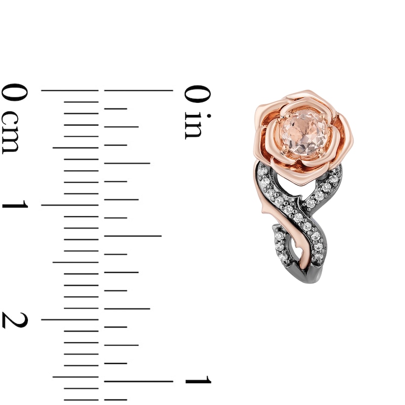 Enchanted Disney Aurora Morganite and 1/10 CT. T.W. Diamond Rose Drop Earrings in Sterling Silver and 10K Rose Gold