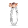 Thumbnail Image 1 of Enchanted Disney Snow White Garnet and 1/10 CT. T.W. Diamond Flower Ring in Sterling Silver and 10K Rose Gold - Size 7