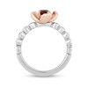 Thumbnail Image 2 of Enchanted Disney Snow White Garnet and 1/10 CT. T.W. Diamond Flower Ring in Sterling Silver and 10K Rose Gold - Size 7