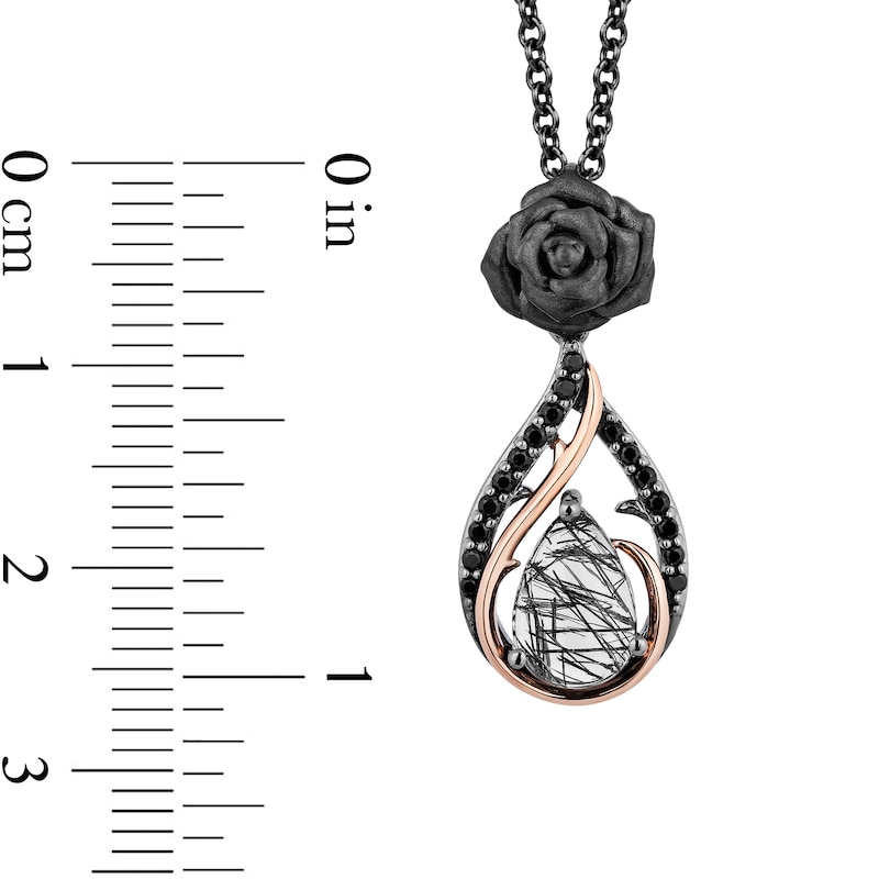 Main Image 3 of Enchanted Disney Villains Maleficent Quartz and 1/6 CT. T.W. Black Diamond Pendant in Sterling Silver - 19"