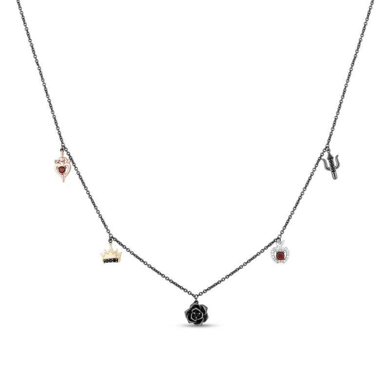 Main Image 1 of Enchanted Disney Villains Garnet and 1/8 CT. T.W. Diamond Necklace in Sterling Silver and 10K Two-Tone Gold