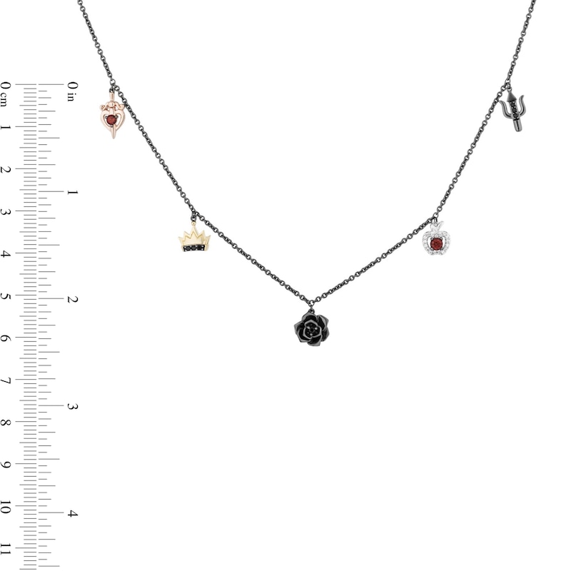 Enchanted Disney Villains Garnet and 1/8 CT. T.W. Diamond Necklace in Sterling Silver and 10K Two-Tone Gold