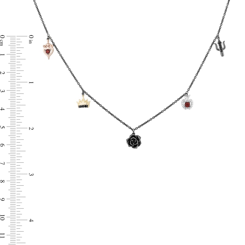 Main Image 3 of Enchanted Disney Villains Garnet and 1/8 CT. T.W. Diamond Necklace in Sterling Silver and 10K Two-Tone Gold