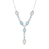 Thumbnail Image 0 of Marquise Lab-Created Opal, Swiss Blue Topaz and White Lab-Created Sapphire "Y" Necklace in Sterling Silver
