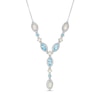 Marquise Lab-Created Opal, Swiss Blue Topaz and White Lab-Created Sapphire "Y" Necklace in Sterling Silver