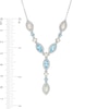 Thumbnail Image 2 of Marquise Lab-Created Opal, Swiss Blue Topaz and White Lab-Created Sapphire "Y" Necklace in Sterling Silver